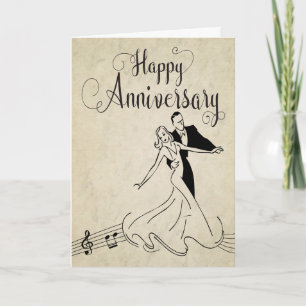 Tarjeta Pareja bailarina vintage para un feliz aniversario