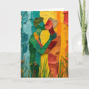 Tarjeta Pareja besándose en el bosque