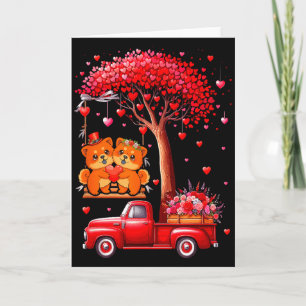 Tarjeta Pareja Chow Chows Corazones De San Valentín Árbol 