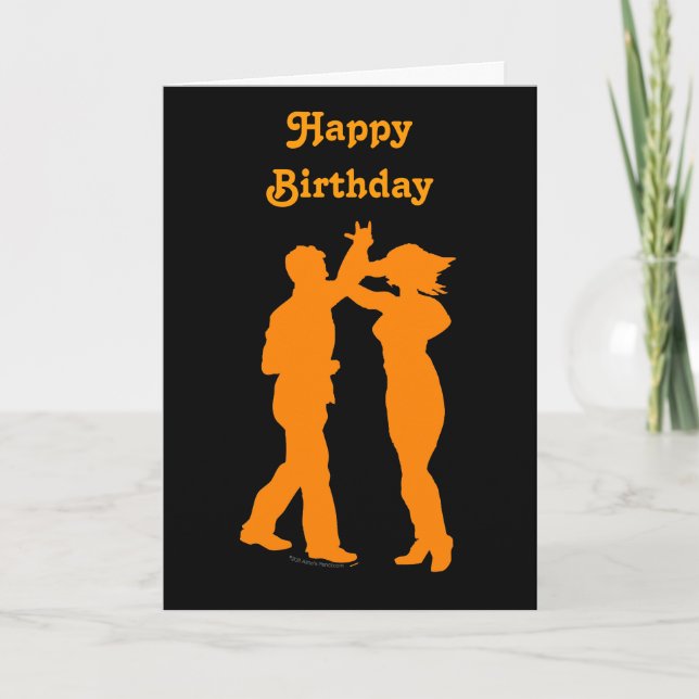 Tarjeta Pareja Dance Spin Dancing Silhouette (Anverso)