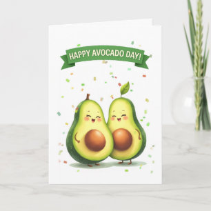 Tarjeta Pareja de aguacate con banner en el día del aguaca
