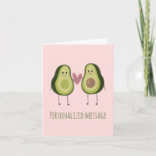 Tarjeta Pareja de aguacate lindo con fondo pastel