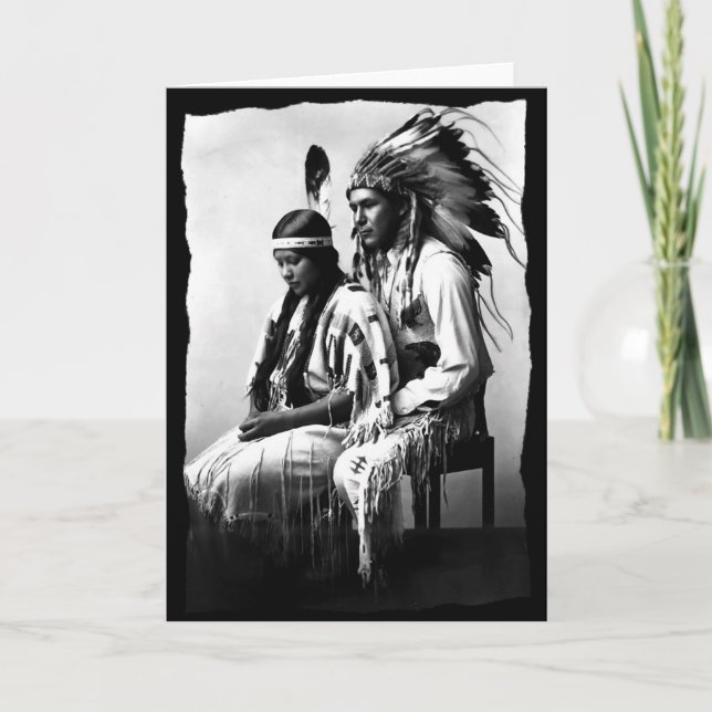 Tarjeta Pareja de amor nativa estadounidense Bannock Tribe (Anverso)