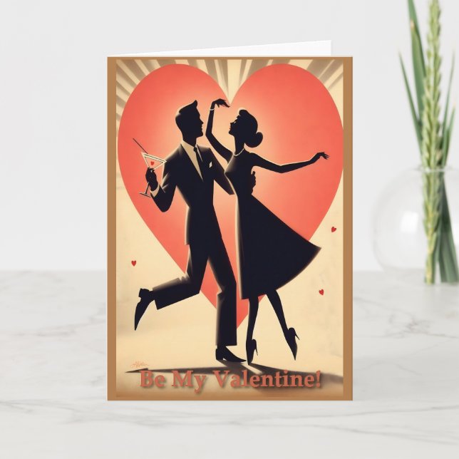 Tarjeta Pareja de baile de San Valentín de mediados de sig (Anverso)