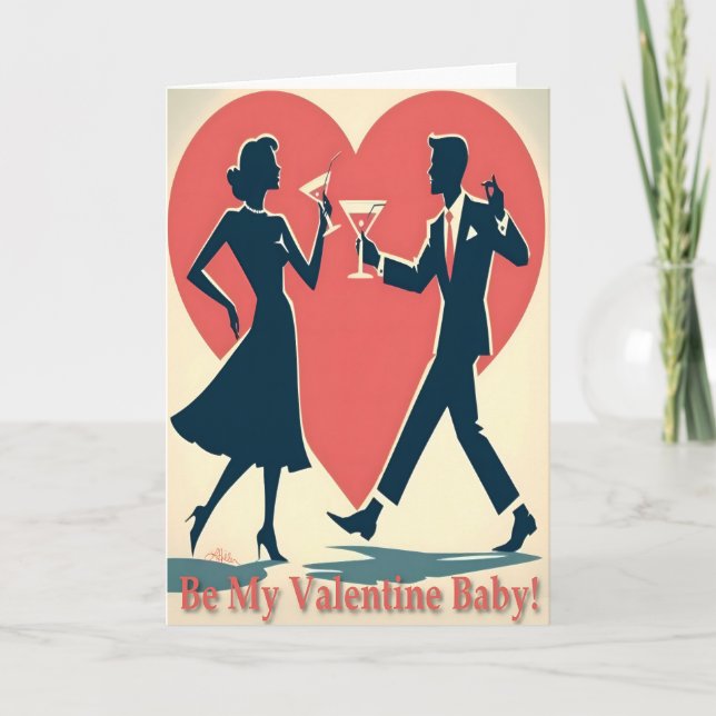 Tarjeta Pareja de baile hípster moderno de San Valentín de (Anverso)