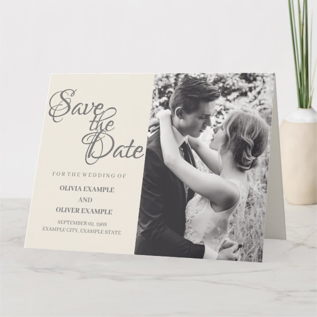 Tarjeta Pareja de bodas de besos en monocromo (Anverso)