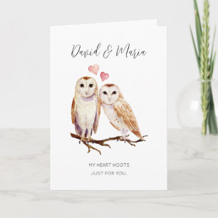 Tarjeta Pareja de búhos Mi corazón late Aniversario