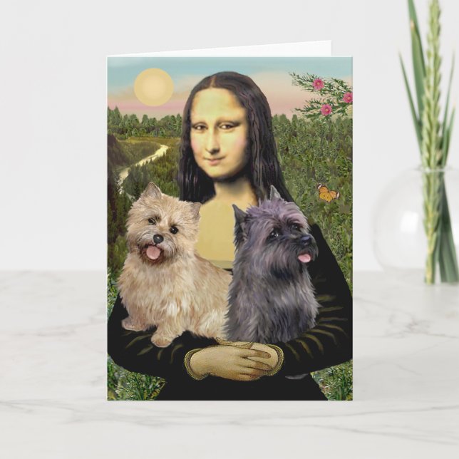 Tarjeta Pareja de Cairn Terrier - Mona Lisa (Anverso)