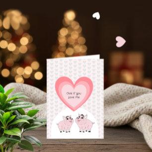Tarjeta Pareja de cerditos rosados