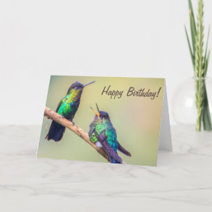 Tarjeta Pareja de Colibríes Diciendo Feliz Cumpleaños