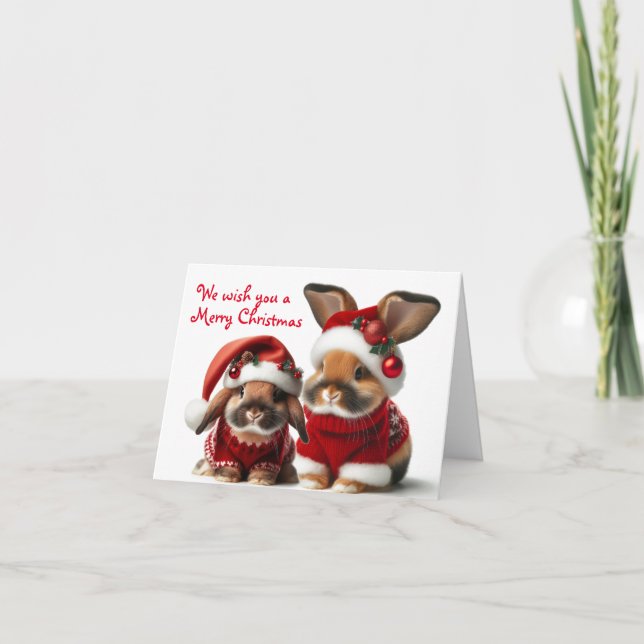 Tarjeta Pareja de conejos Navidad (Anverso)