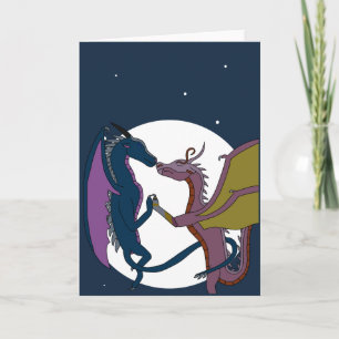 Tarjeta Pareja de Dragones de Fantasía a la Luz de la Luna