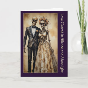 Tarjeta Pareja de esqueletos góticos vintage para San Vale