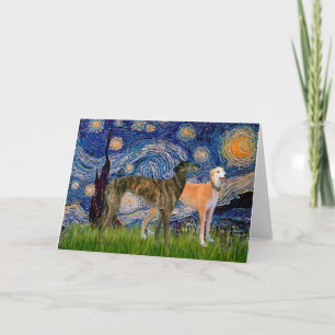 Tarjeta Pareja de galgos - Noche estrellada