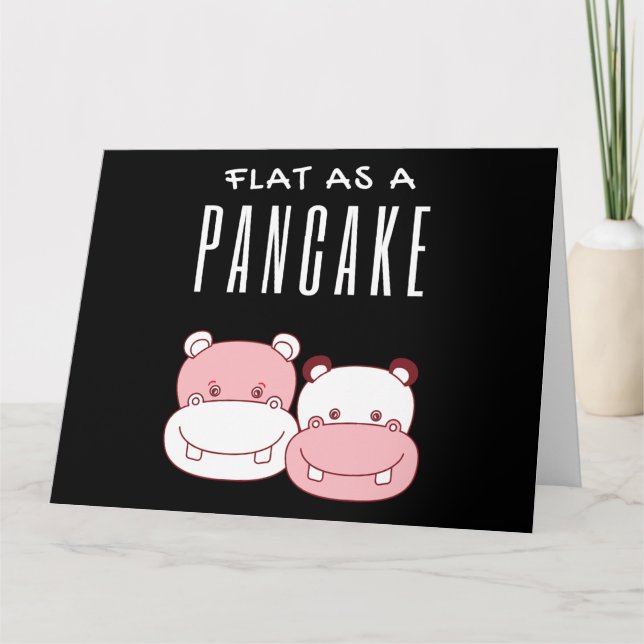 Tarjeta Pareja de hipopótamos planos como panqueques | Ama (Anverso)