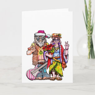 Tarjeta Pareja de Hippies Santa