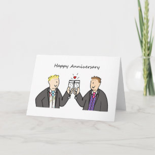 Tarjeta Pareja de hombres gay Feliz Aniversario Novios