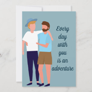Tarjeta Pareja de hombres gays en el aniversario del amor