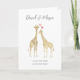 Tarjeta Pareja de jirafas lindas te aman más cita