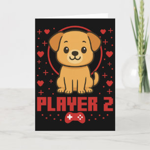 Tarjeta Pareja de jugadores de perros Arcade Retro Pixel d