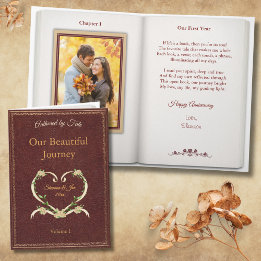 Tarjeta Pareja de libros antiguos románticos foto aniversa