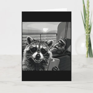 Tarjeta Pareja de mapaches selfie crucero de San Valentín 