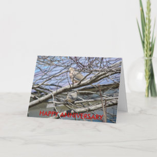 Tarjeta Pareja de palomas entre las ramas, FELIZ ANIVERSAR