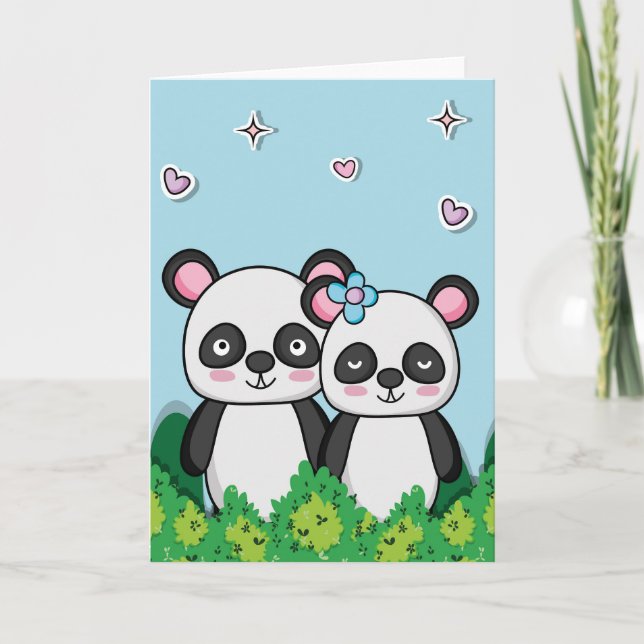 Tarjeta Pareja de Pandas (Anverso)