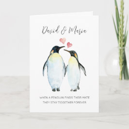 Tarjeta Pareja de Pingüino Te Ama Por Siempre Aniversario