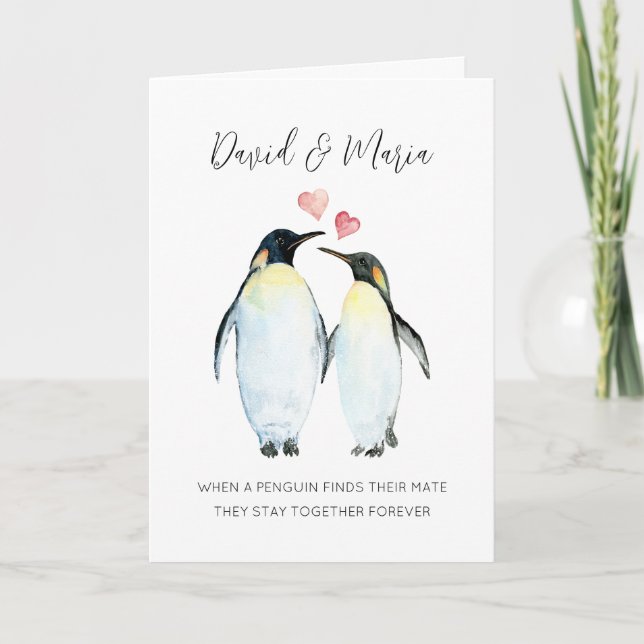 Tarjeta Pareja de Pingüino Te Ama Por Siempre Aniversario (Anverso)