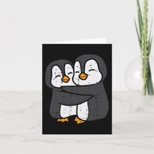Tarjeta Pareja de pingüinos abrazo lindo mujeres hombres n