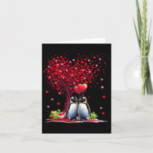 Tarjeta Pareja de pingüinos Cotume árbol del día de San Va