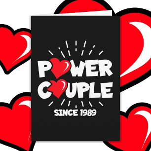Tarjeta Pareja de poder casada 1989 Aniversario Boda lindo