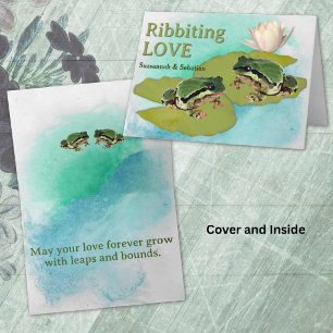 Tarjeta Pareja de ranas divertidas de aniversario en fotos