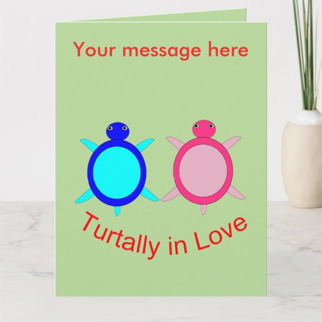 Tarjeta Pareja de tortuga suave personalizada (Anverso)