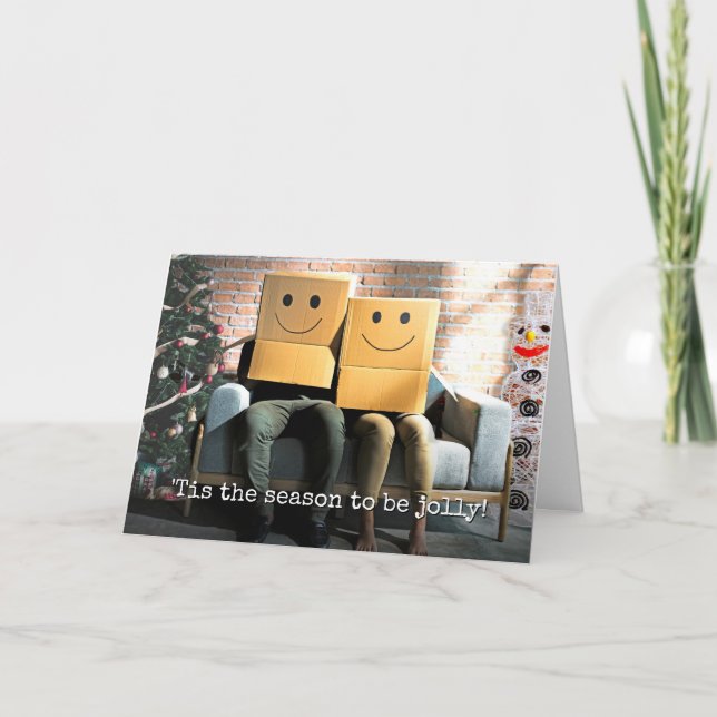 Tarjeta Pareja festiva divertida con Navidades (Anverso)