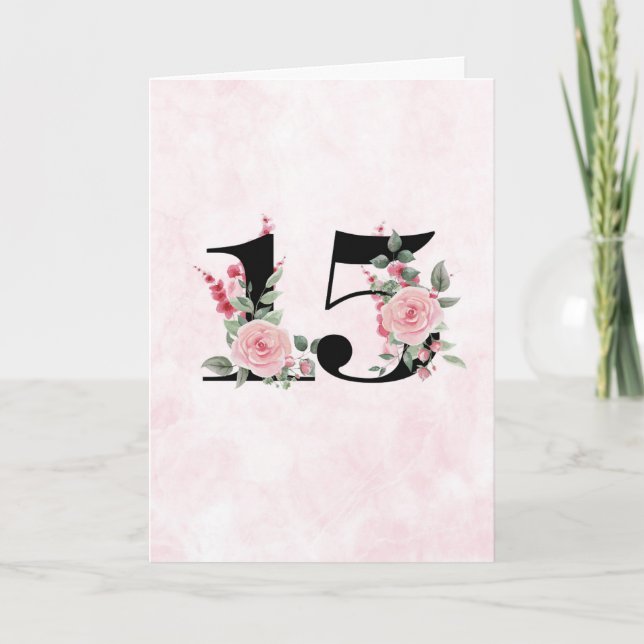 Tarjeta Pareja floral 15 - Aniversario (Anverso)