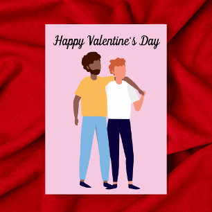 Tarjeta Pareja gay interracial Dos hombres El día de San V