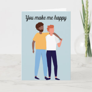 Tarjeta Pareja gay interracial en Día de San Valentín de a