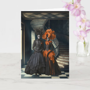 Tarjeta Pareja gótica del Día de Muertos   Arte surrealist
