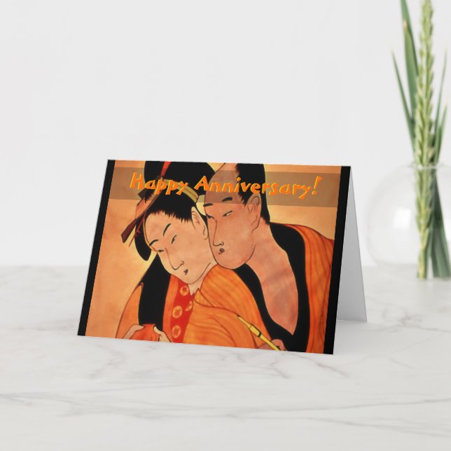 Tarjeta Pareja japonesa - Aniversario feliz (Anverso)
