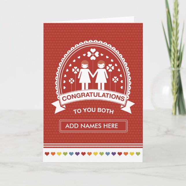 Tarjeta Pareja lesbiana | Congratulations (Anverso)