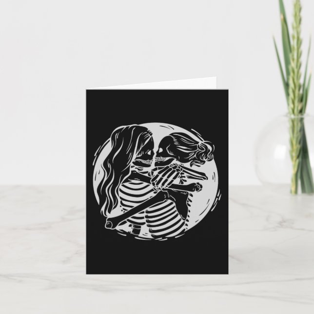Tarjeta Pareja lesbiana Lgbtq Orgullo Skeletons Besar Vale (Anverso)