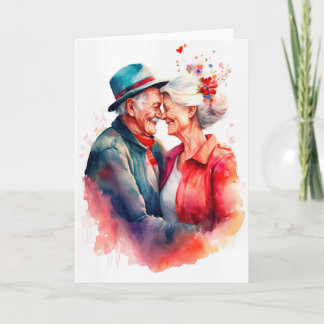 Tarjeta Pareja mayor enamorada del Día de San Valentín