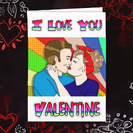 Tarjeta Pareja retro besándose | Día de San Valentín 