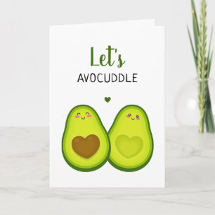 Tarjeta Pareja romántica de aguacate lindo y acurrucado de