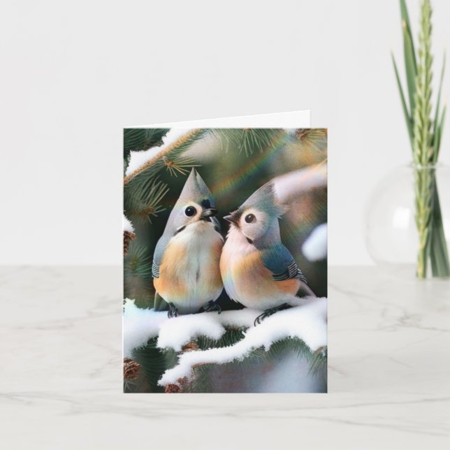Tarjeta Pareja Tufted Titmouse (Anverso)