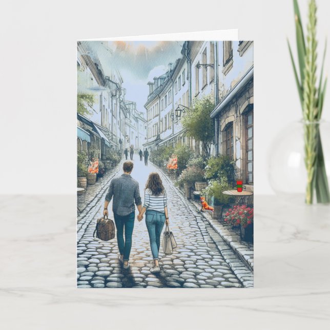 Tarjeta Pareja Viajando por Europa (Anverso)