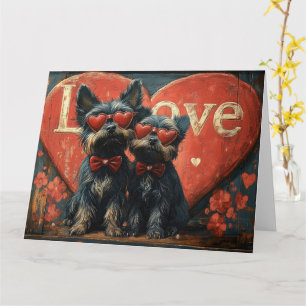 Tarjeta Pareja Vintage Affenpinscher Amor - Romance Retro