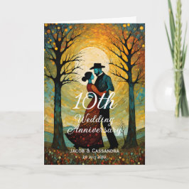 Tarjeta Pareja Vintage bailando bajo el Aniversario de la 